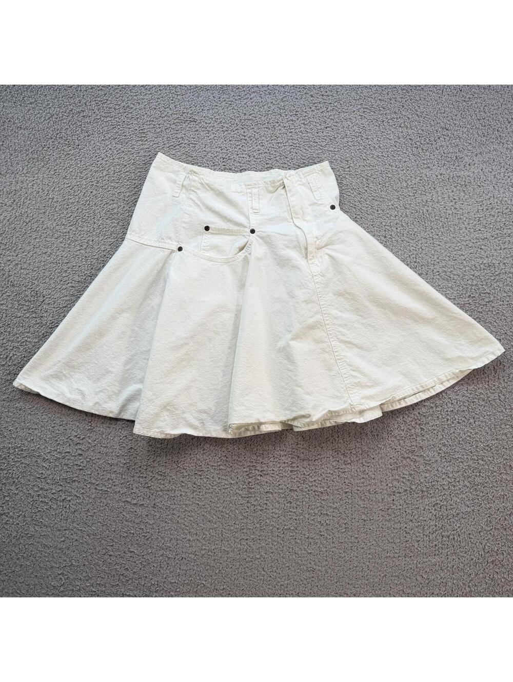 Vintage 90s White Prairie Midi Skirt 27 Made in USA Cotton Cottagecore Women M